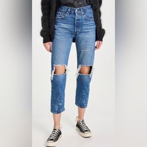 NWT Levi’s 501 Original Cropped Jeans in Athens Ranks Rigid Cotton